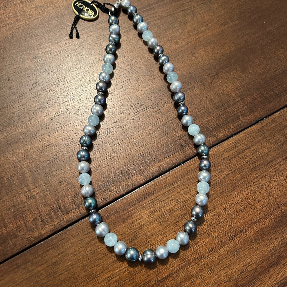 Honora Pearl Necklace in Blue and Silver